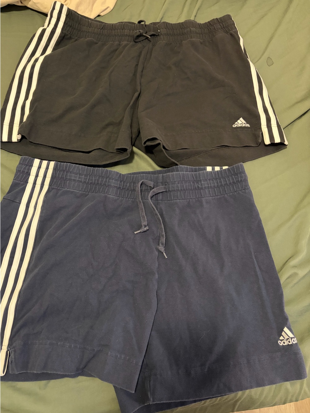 NWOT adidas womens Navy and Black Sweatshorts Three-Stripes